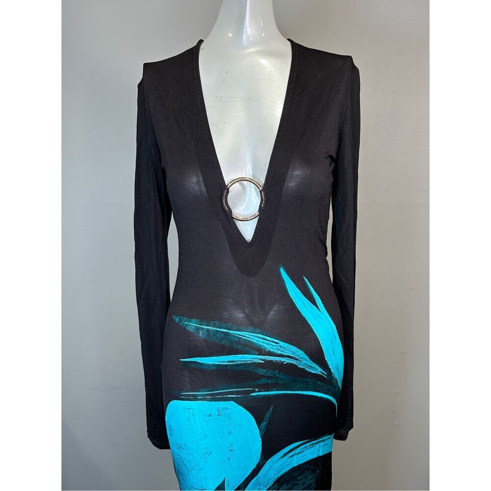 NWT Louisa Ballou Long Helios V-Neck Sheer Maxi Dress Sz Small $790 - Picture 6 of 11
